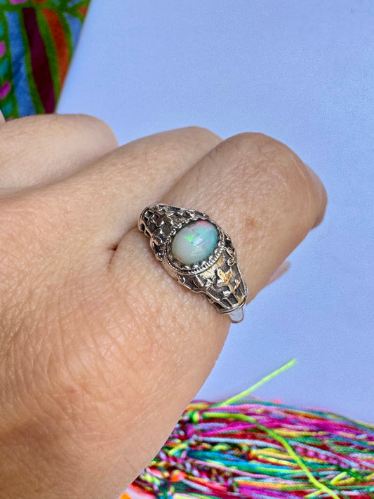 Anello argento 925 opale bianca misura 19 - 1OP