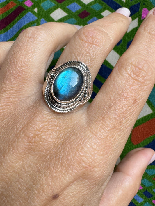 Labradorite Silver Ring E99