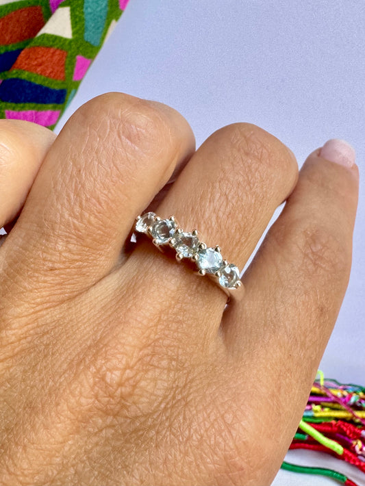Anello argento 925 acquamarina misura 19 - 7UM