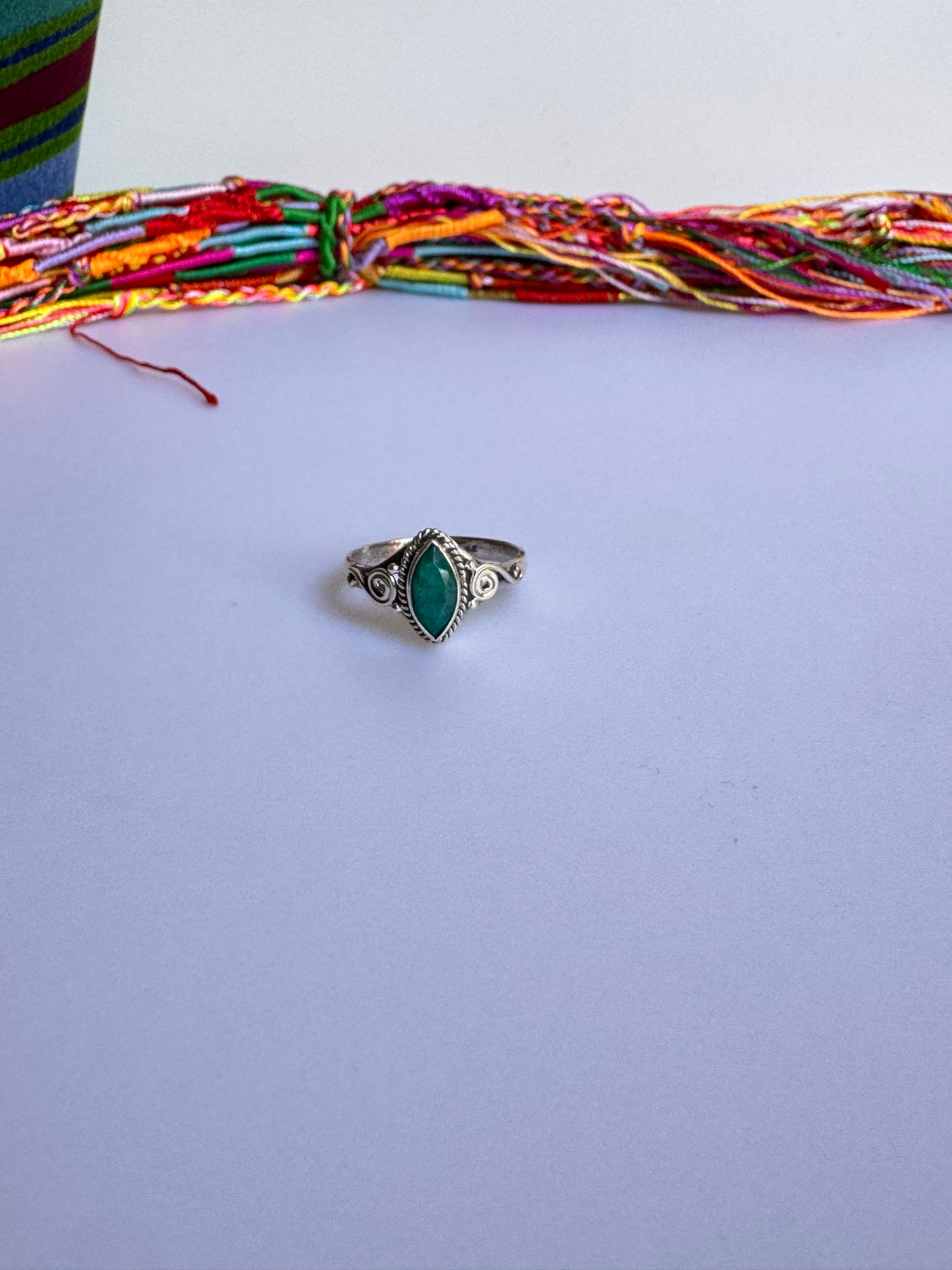 Anello argento 925 radice di smeraldo misura 20 M8