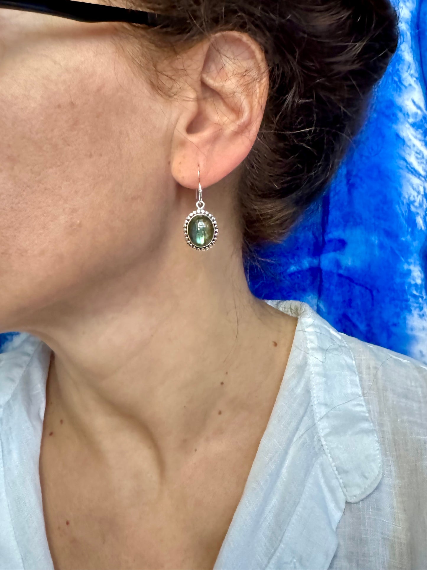Orecchini argento 925 labradorite A16