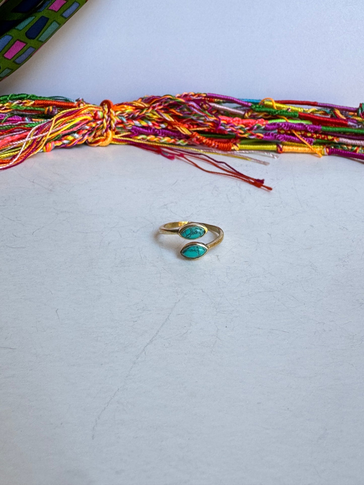 Anello boho dorato turchese