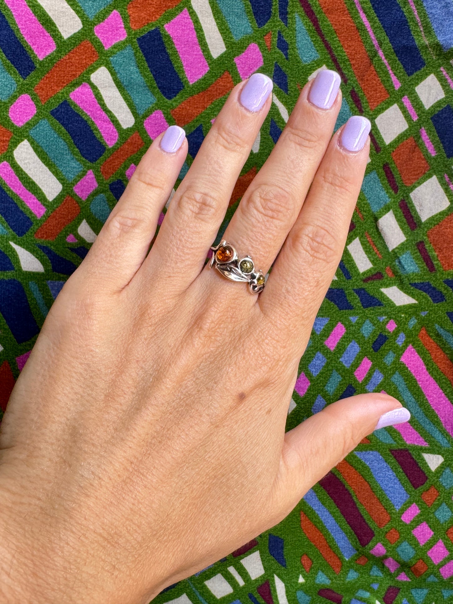 925 silver amber ring size 14 21A