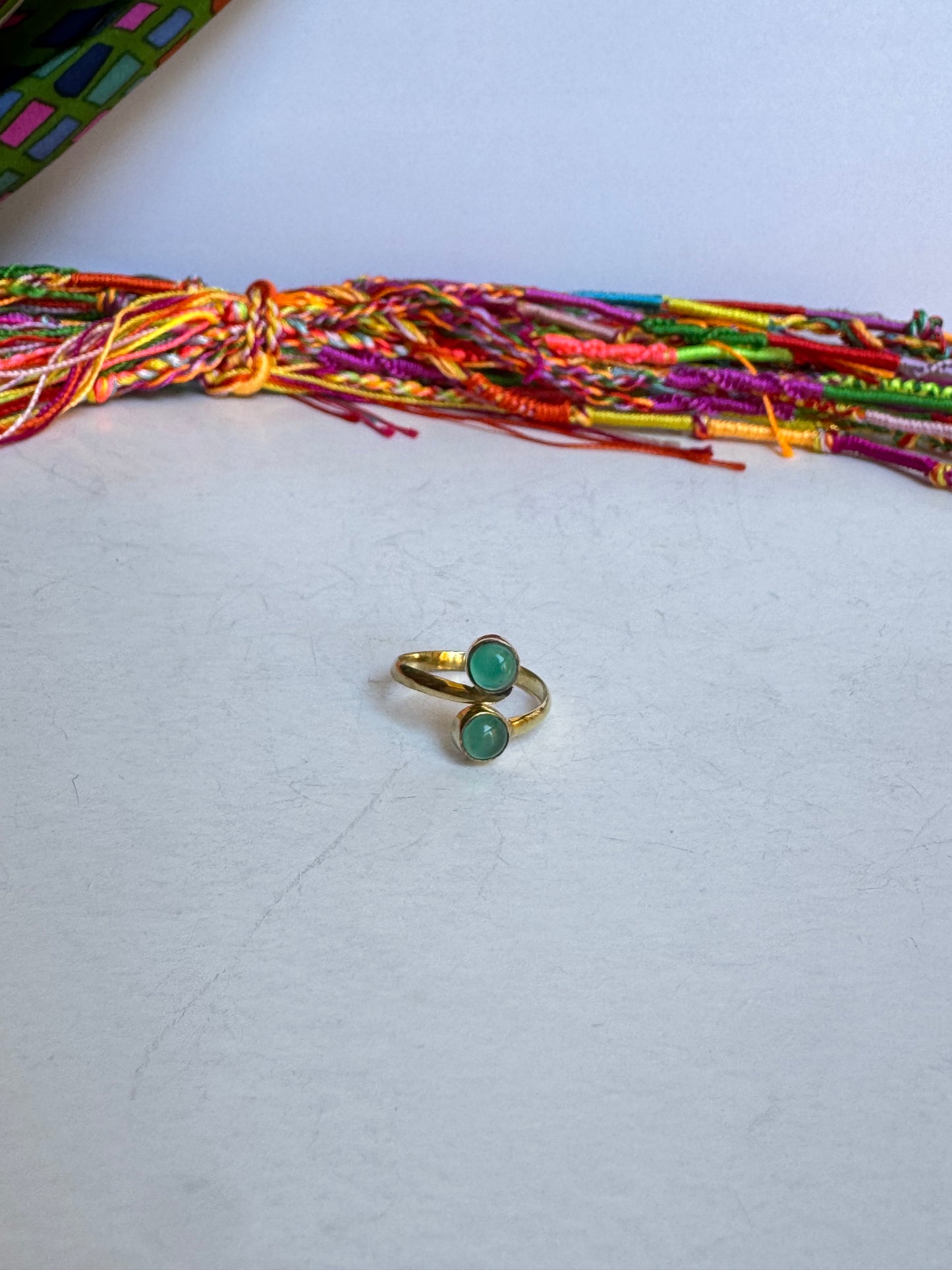 Anello boho dorato verde