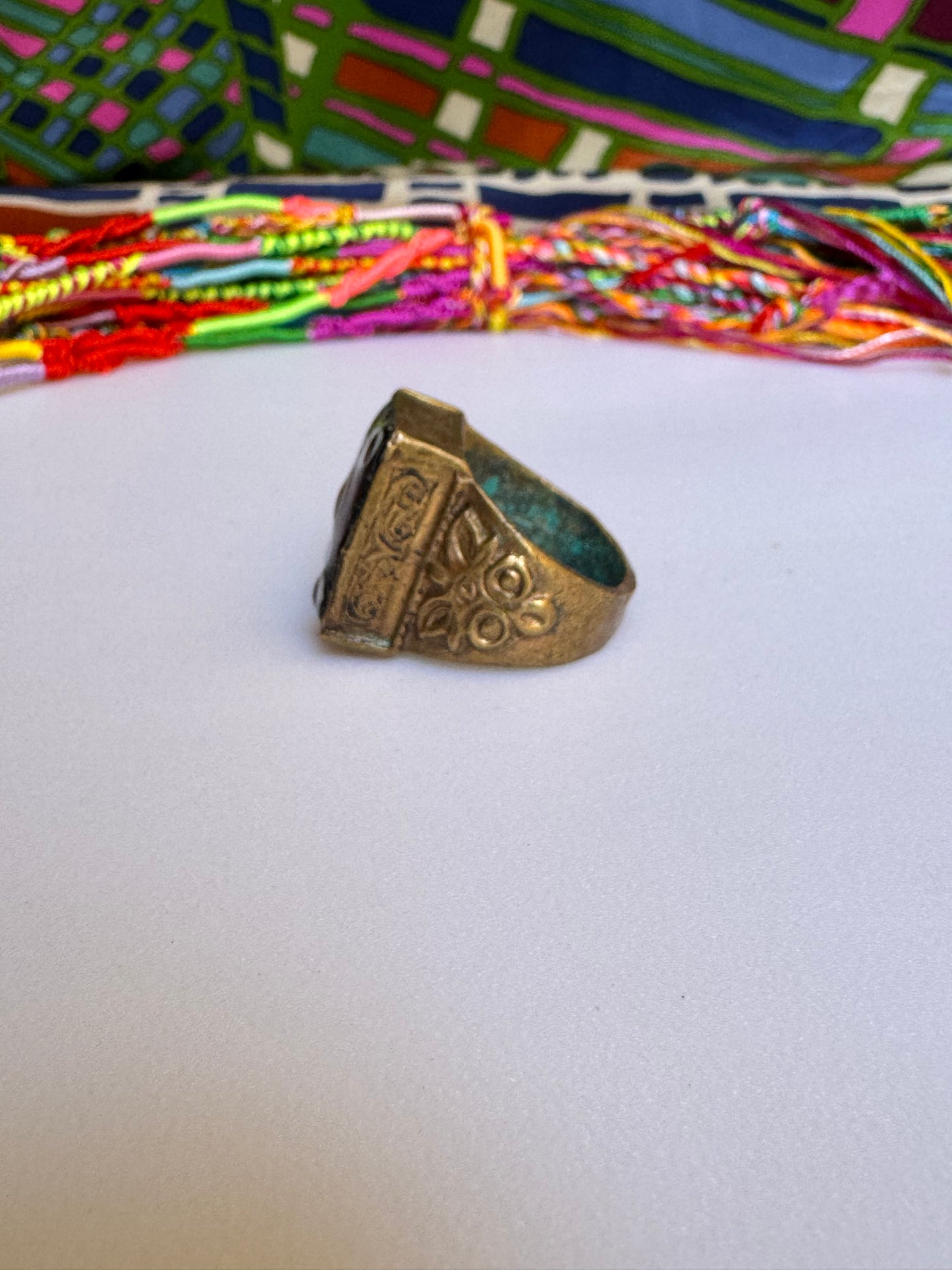 Antique Vintage Painted Ceramic Ring