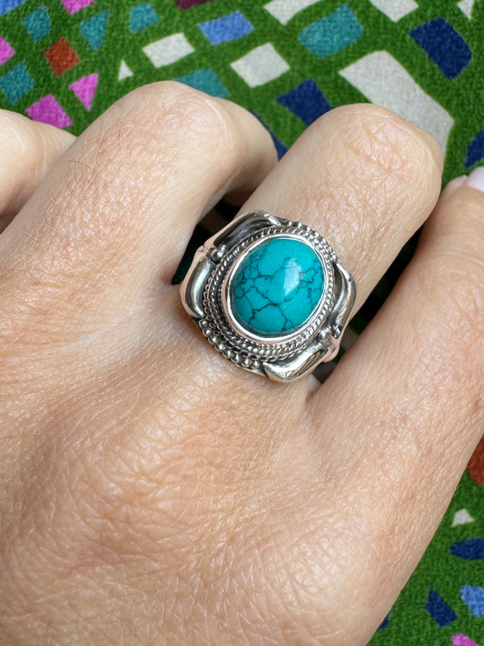 Ring silver925 turquenite howlite turquoise E82