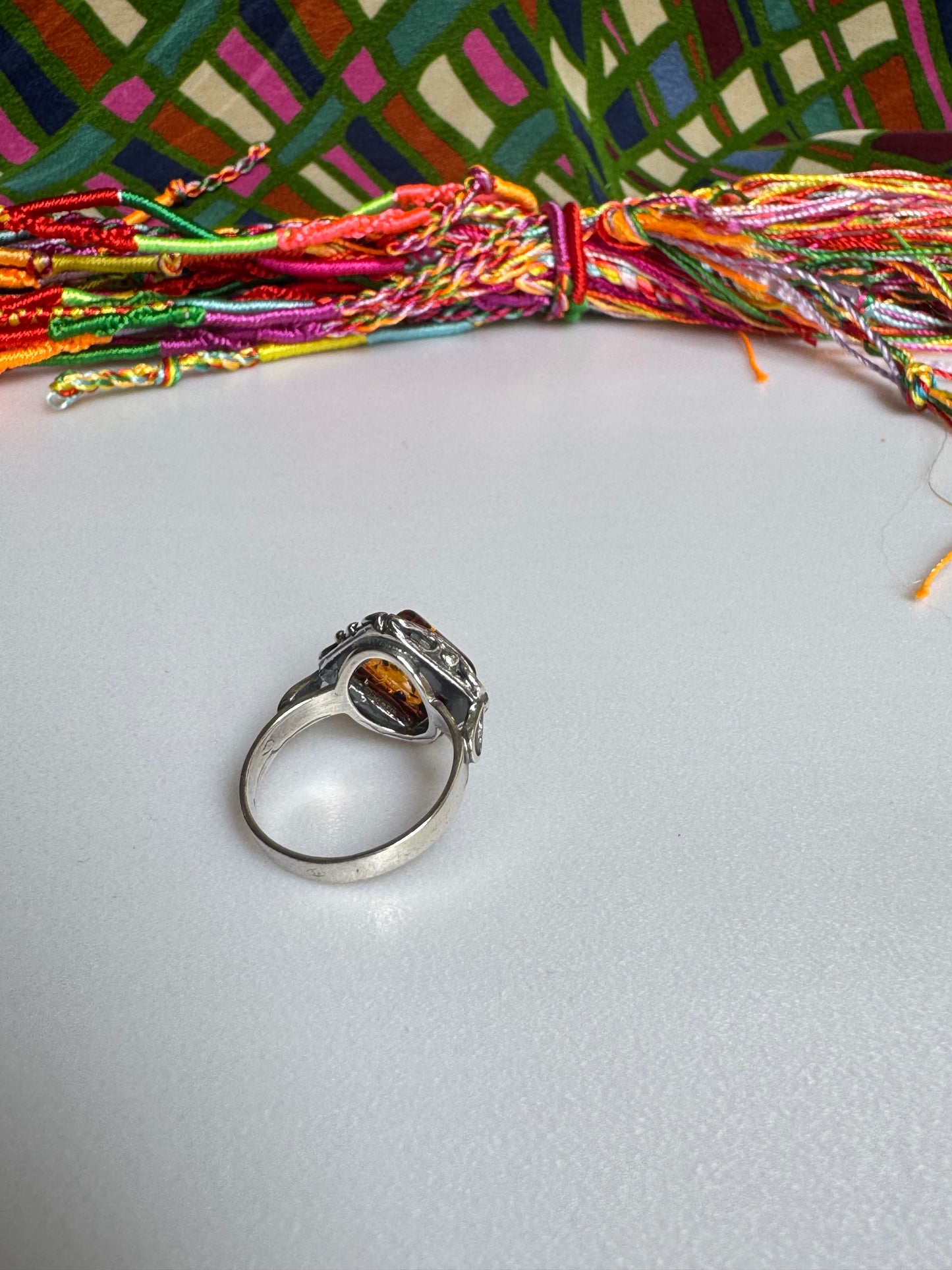 925 silver amber ring size 17/18 41A