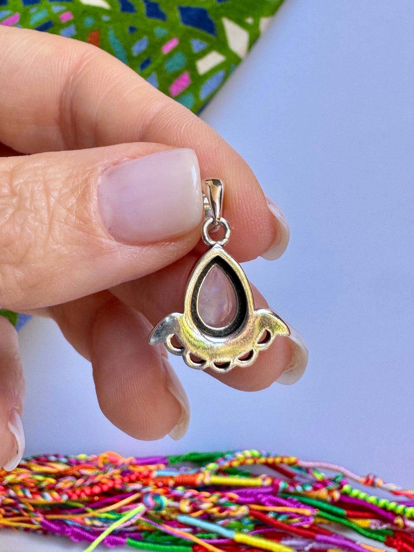 Ciondolo argento 925 pietra di luna arcobaleno 8AQ