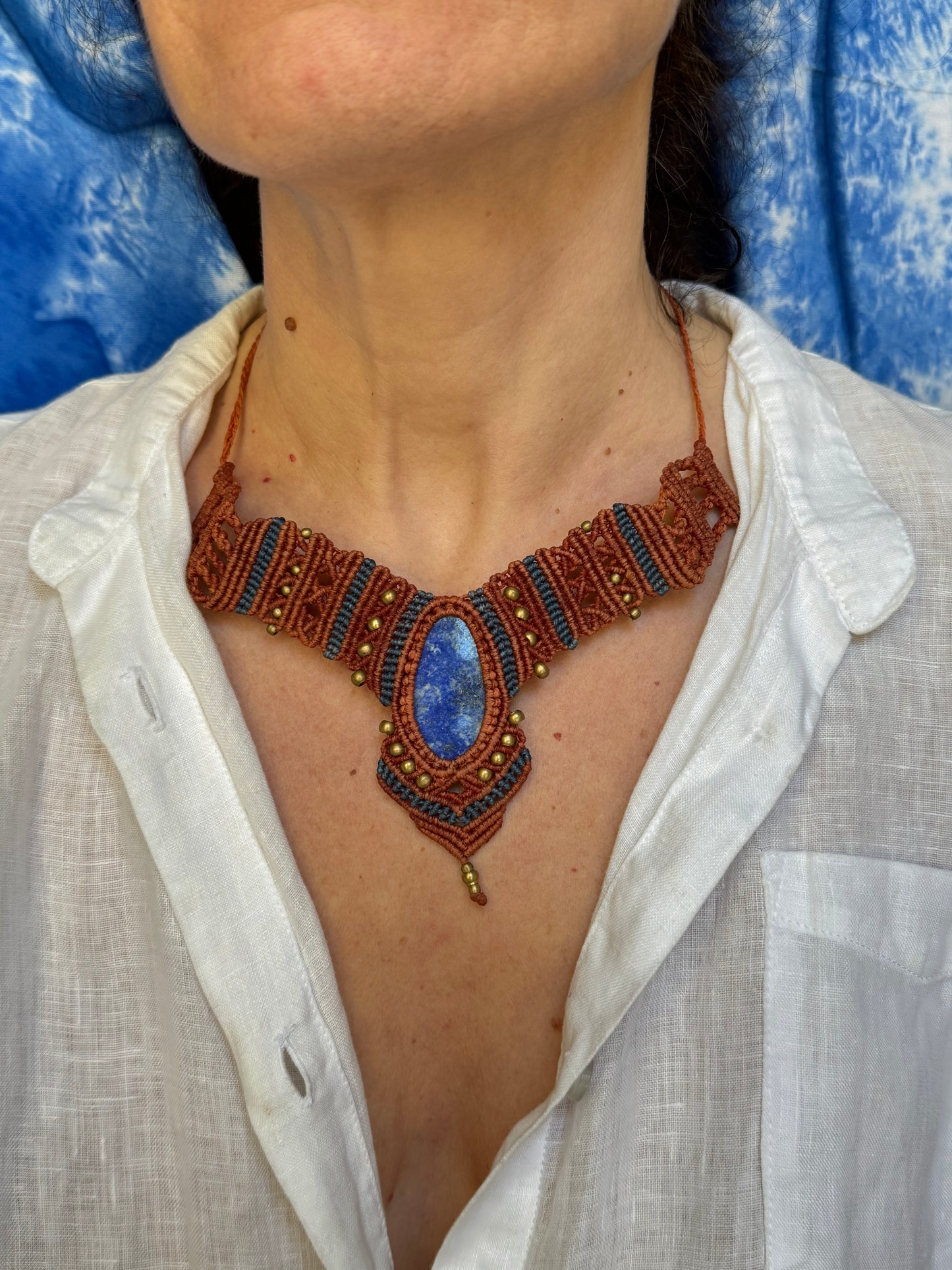 Collana macramè lapislazzuli B