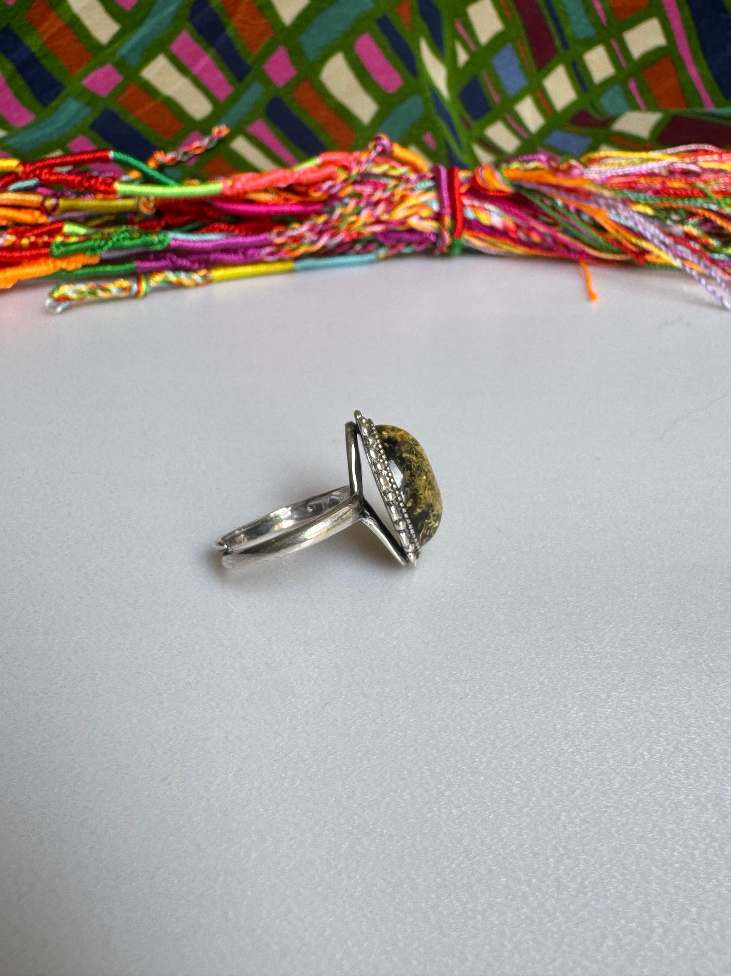 925 silver amber ring size 14 adjustable 52A