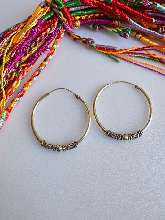 Orecchino singolo cerchio boho argento 925 3 cm W36 difettato