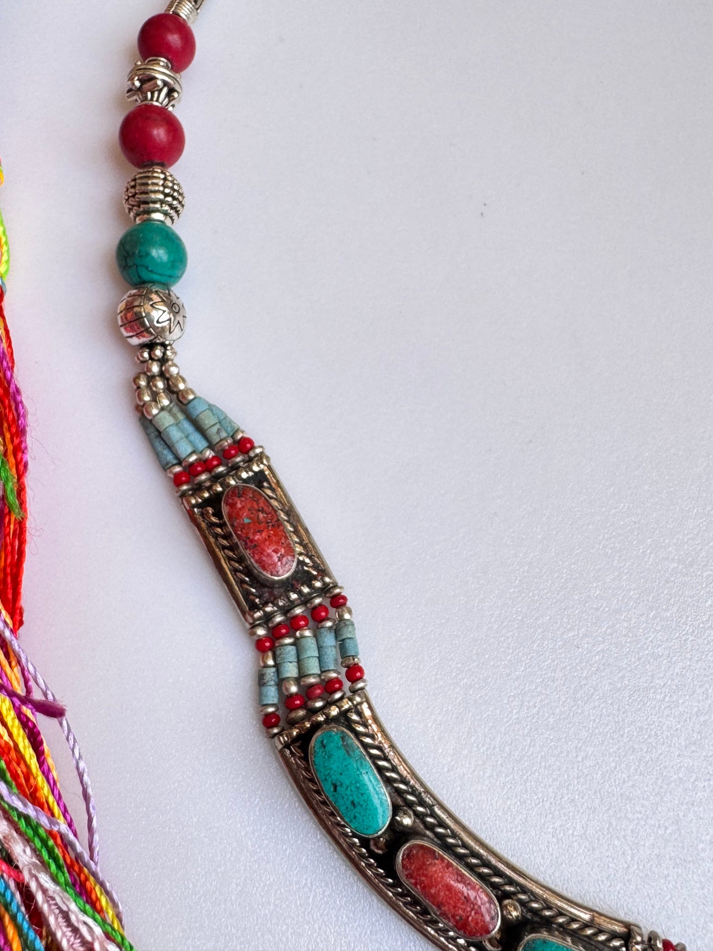 Collana nepalese metallo pietre vintage anni 70