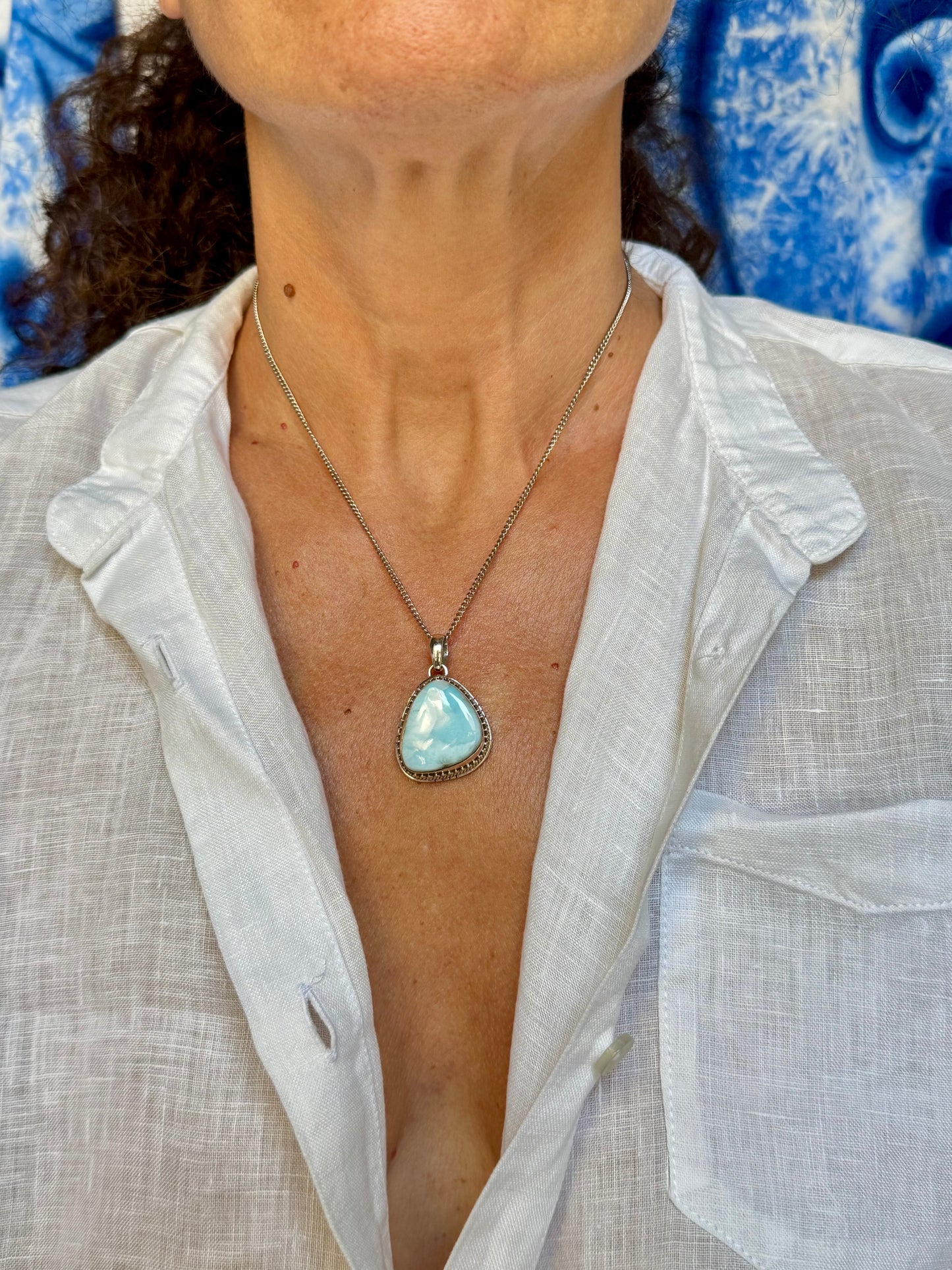 Ciondolo argento 925 larimar 50K