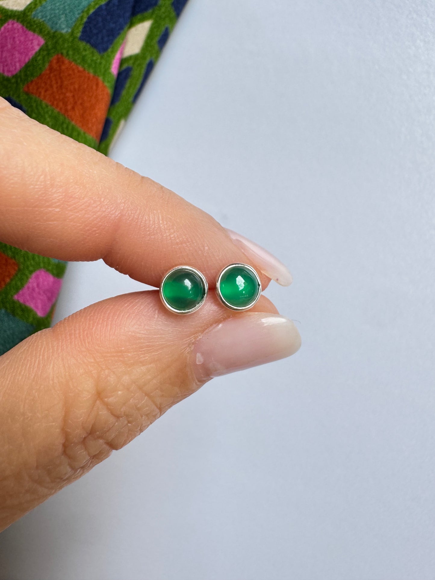 Orecchini mini lobo argento925 onice verde
