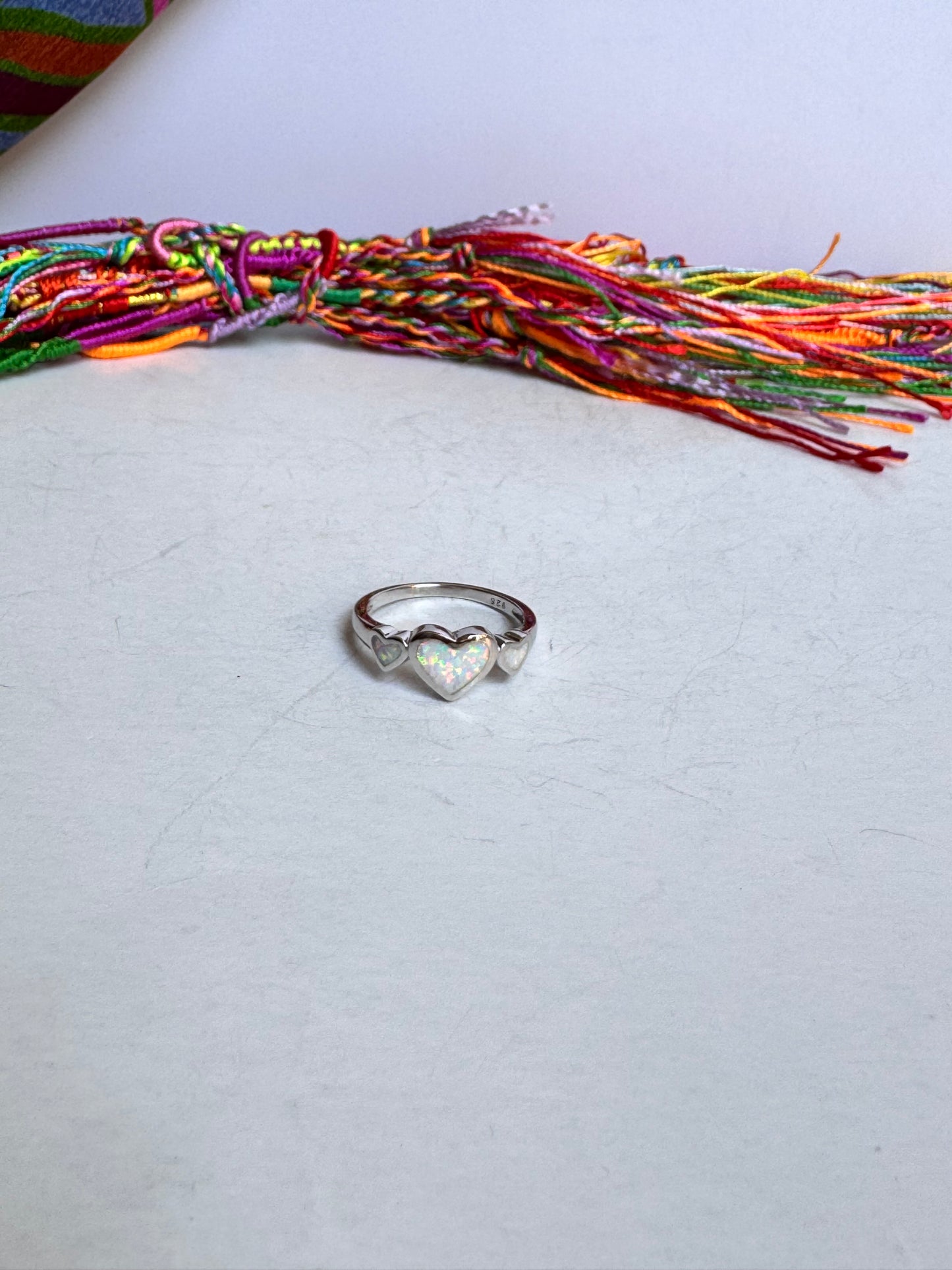 Anello argento 925 opale bianca misura 20 13OP