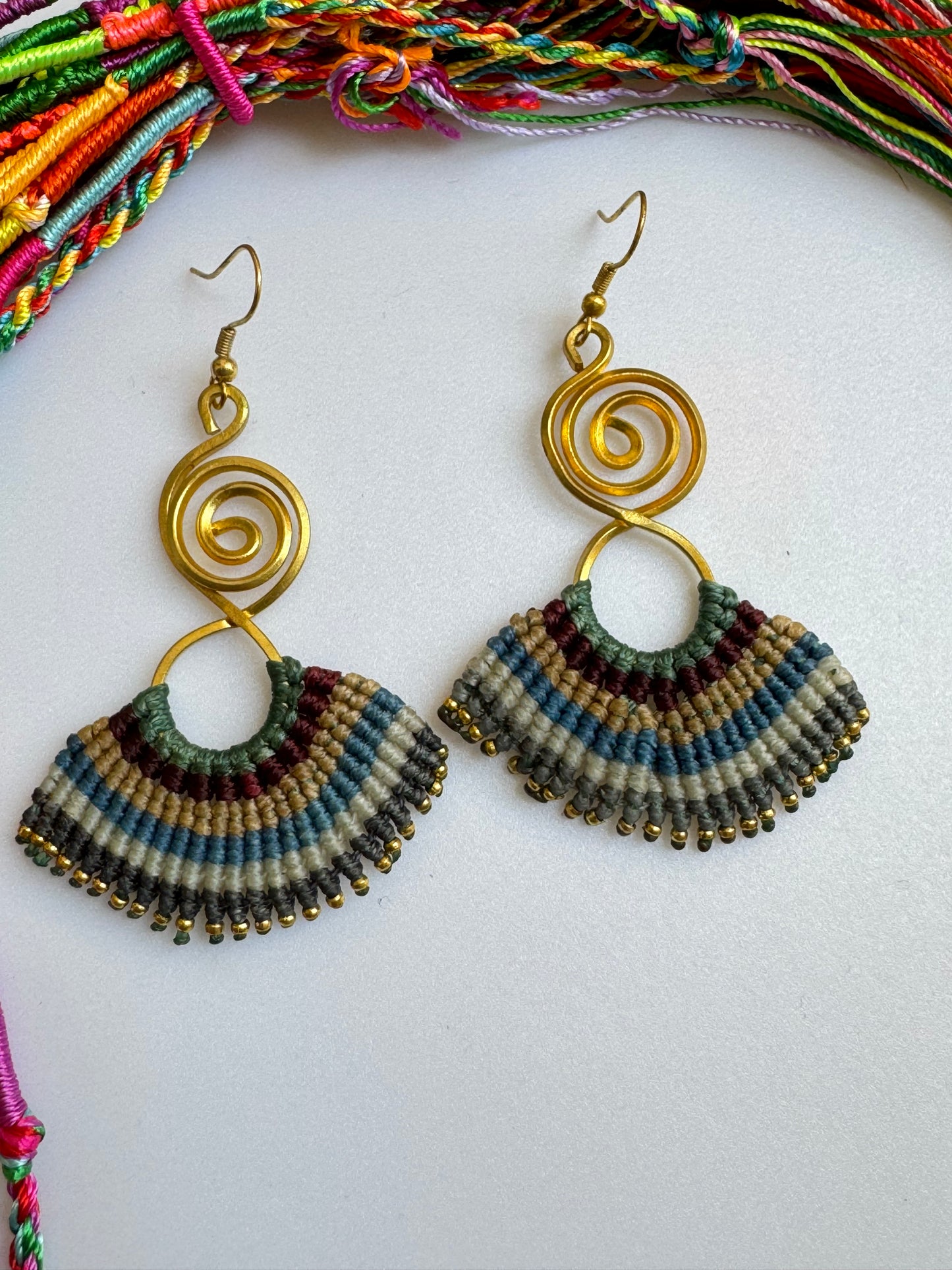 Golden macramé earrings