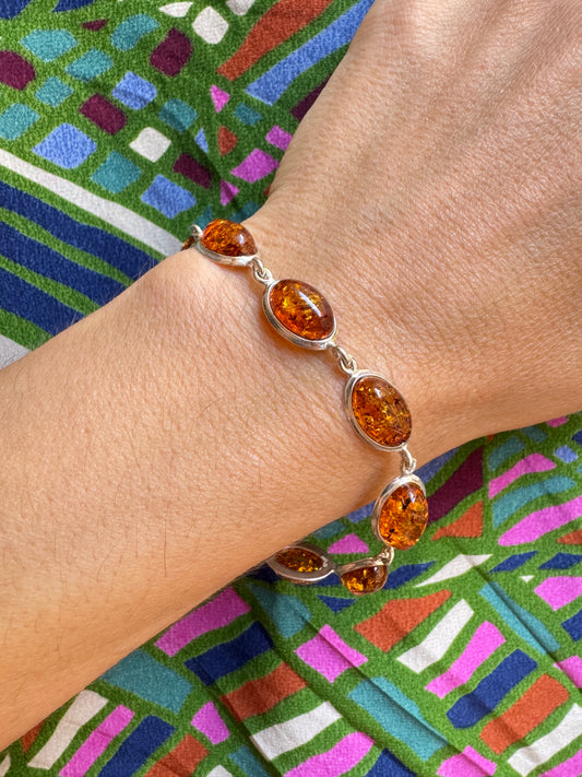 925 Bernstein 3AB Silber Armband