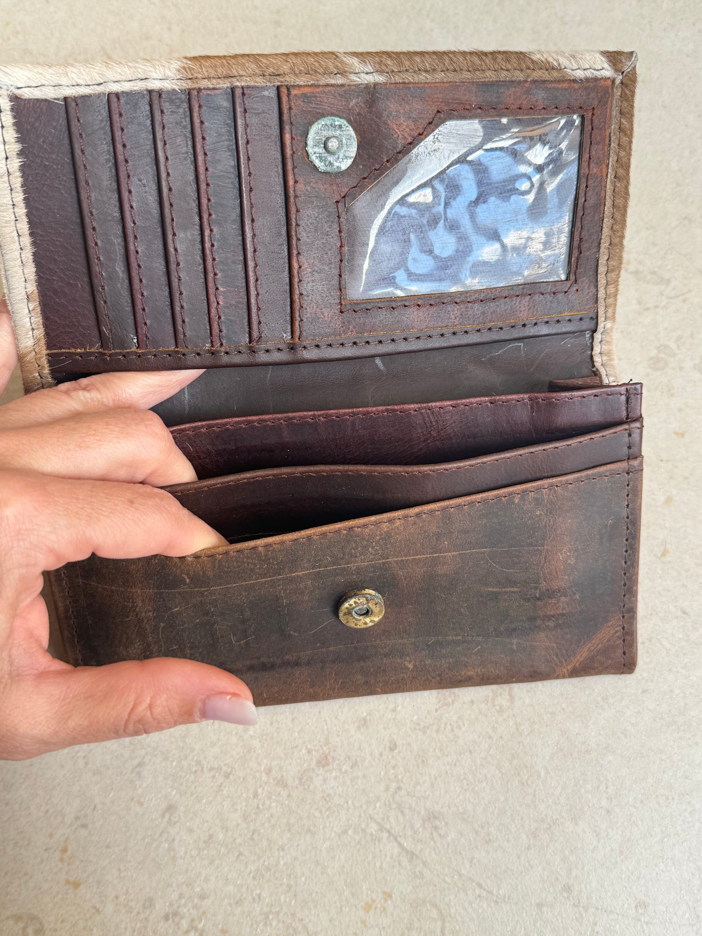 Dark brown leather wallet