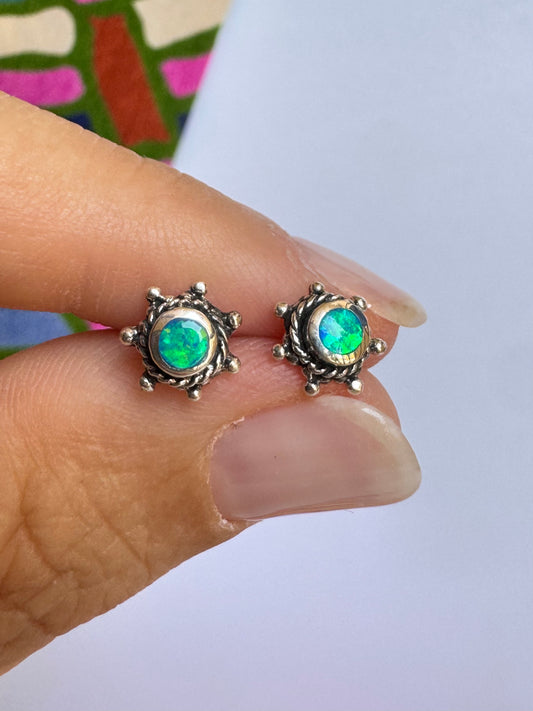 Orecchini lobo argento 925 opale azzurro