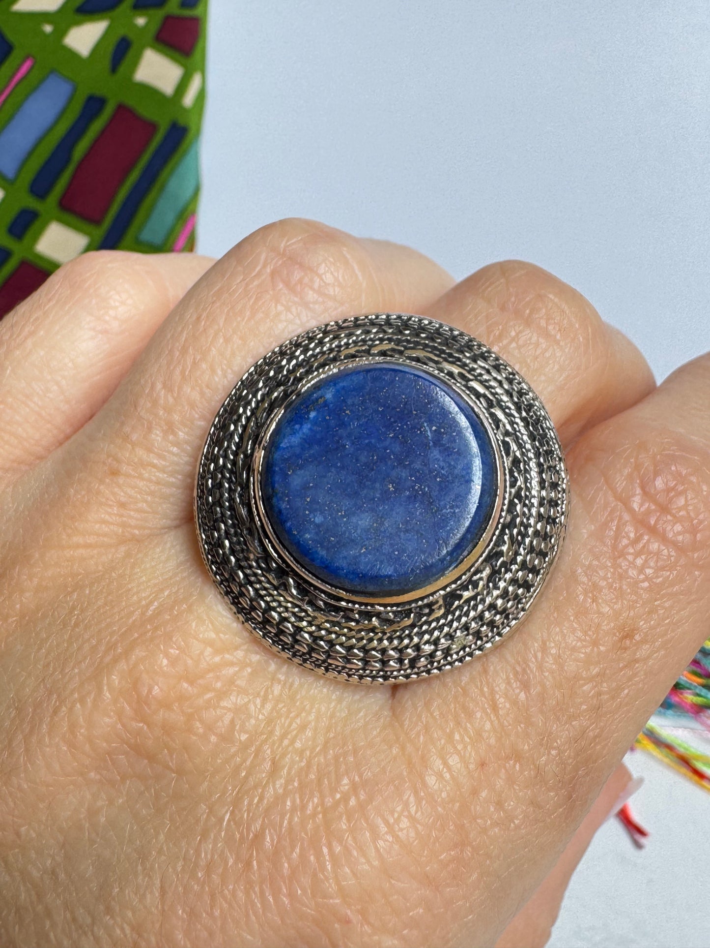 Anello antico pietra dura lapislazzuli vintage misura 18/19