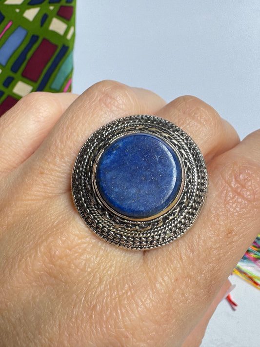 Anello antico pietra dura lapislazzuli vintage misura 18/19