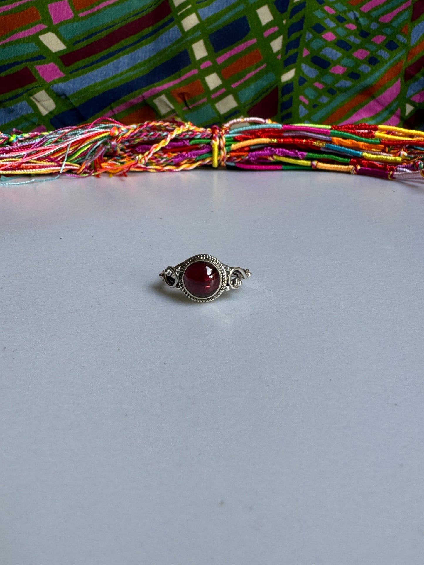 925 silver ring garnet E67