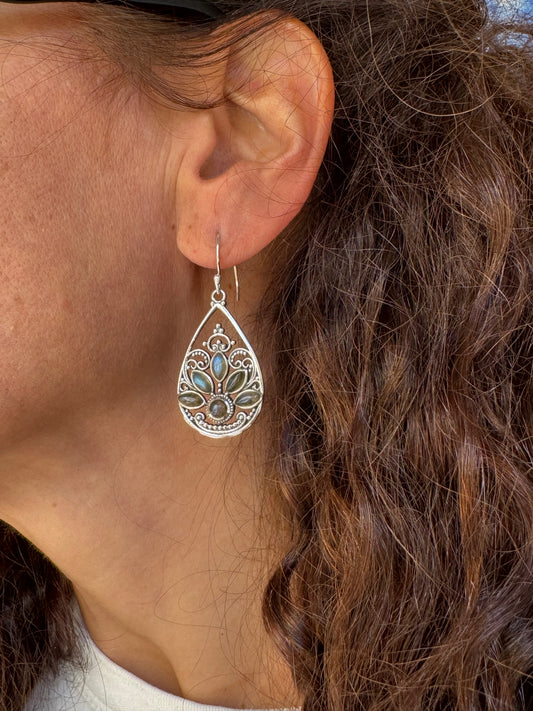 Orecchini argento 925 labradorite D25