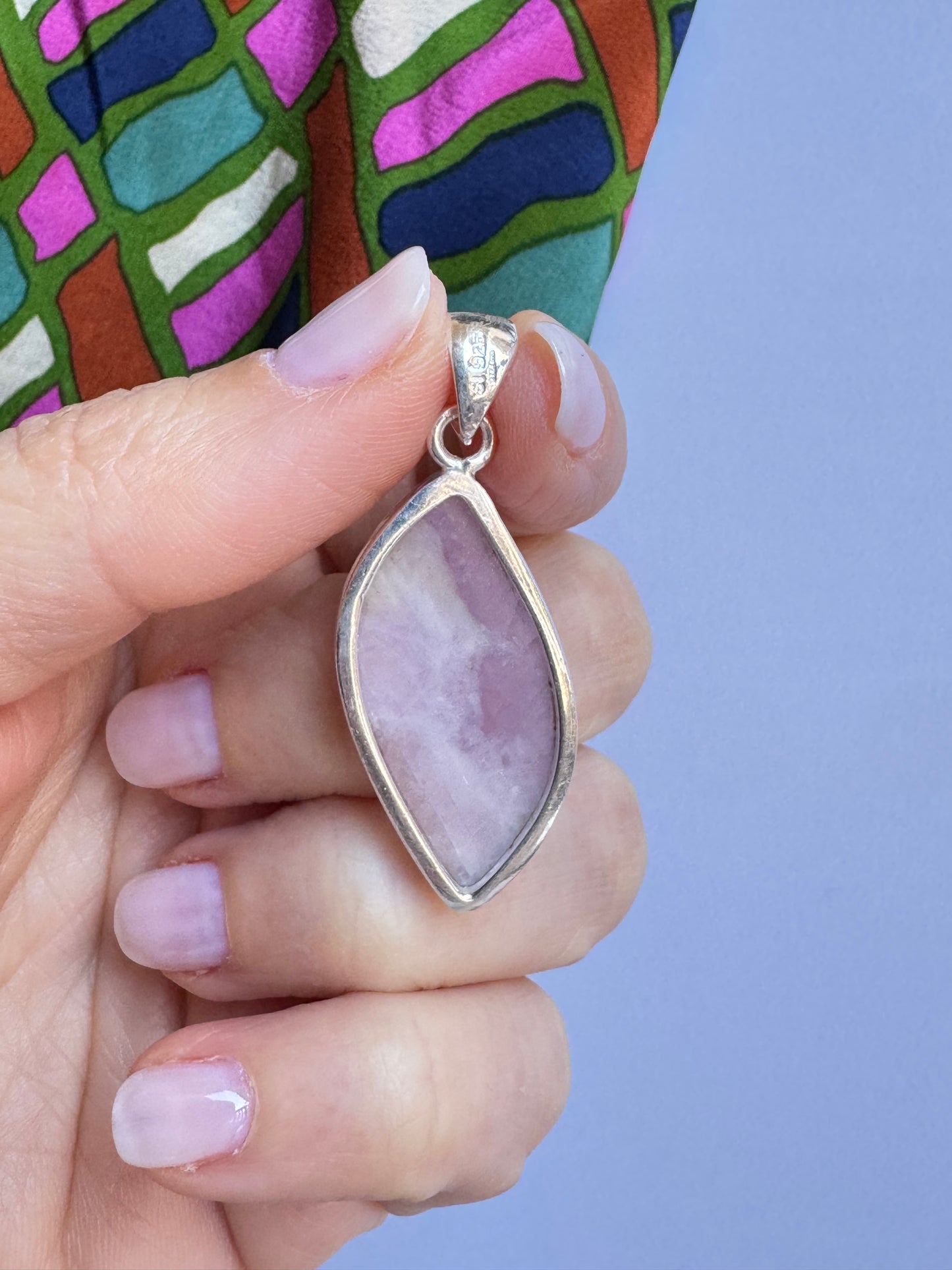 Ciondolo pendente argento 925 kunzite 10K