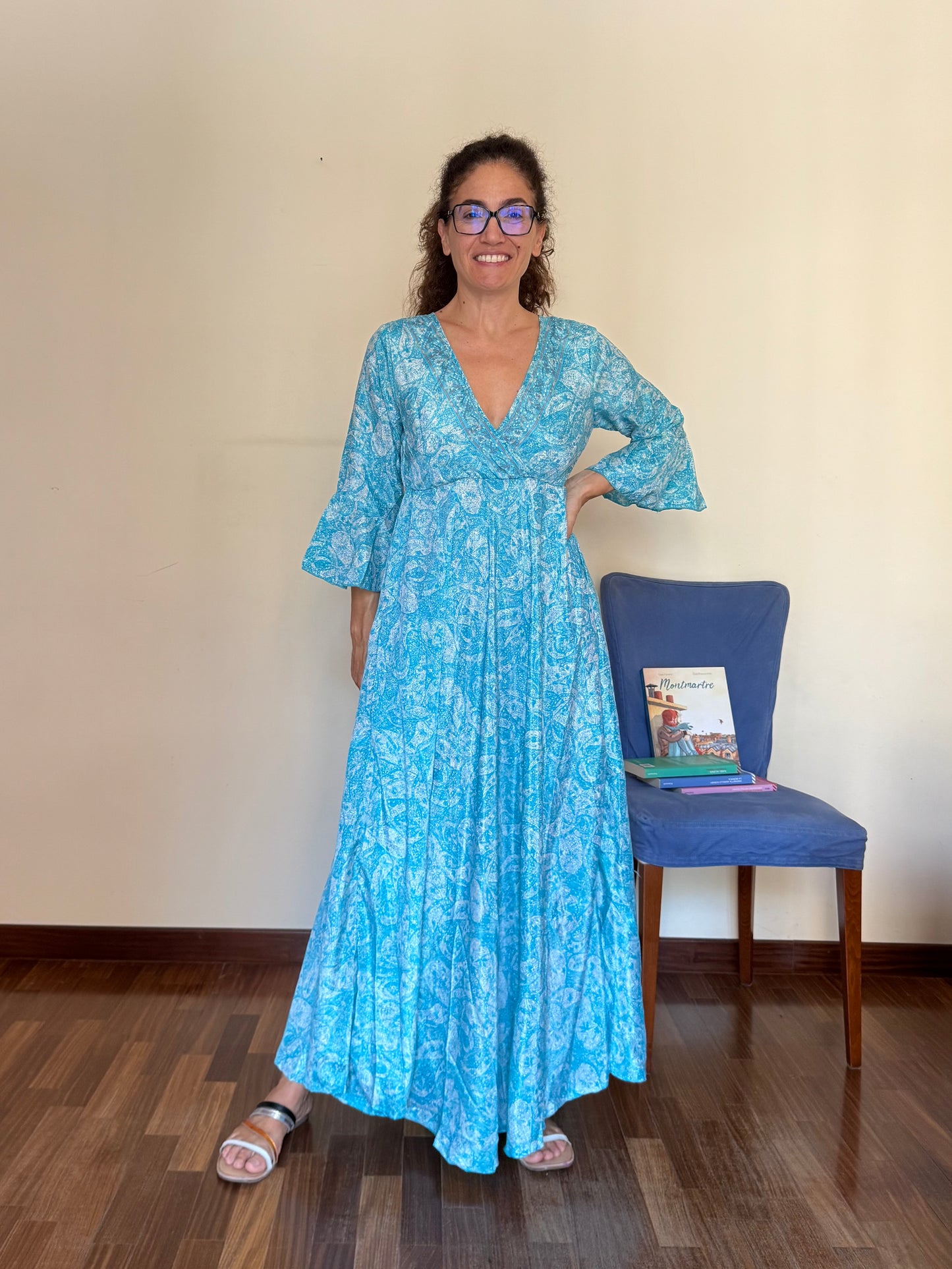 Long dress with 3/4 sleeves Size S A176