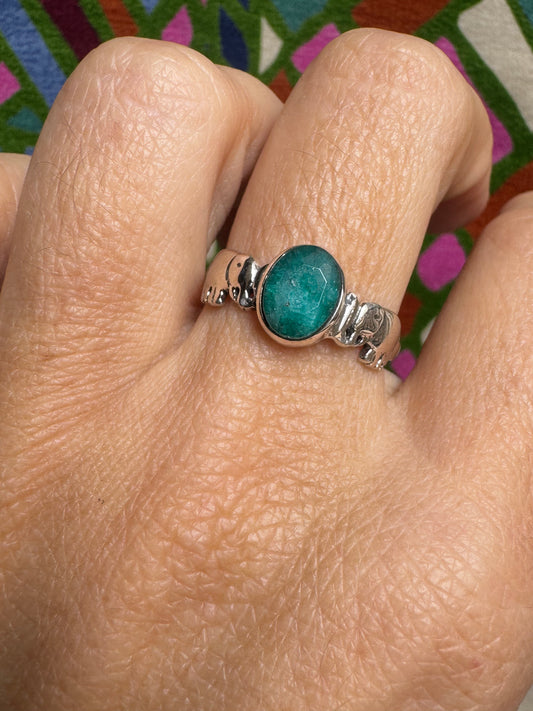 925 silver ring with emerald root, size 16 - 4RS