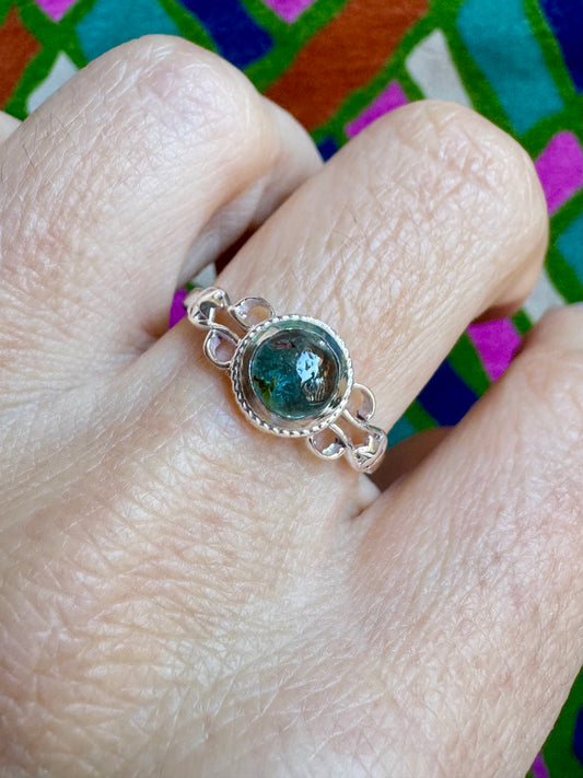 925 Silber Turmalin Ring Größe 17- TA9