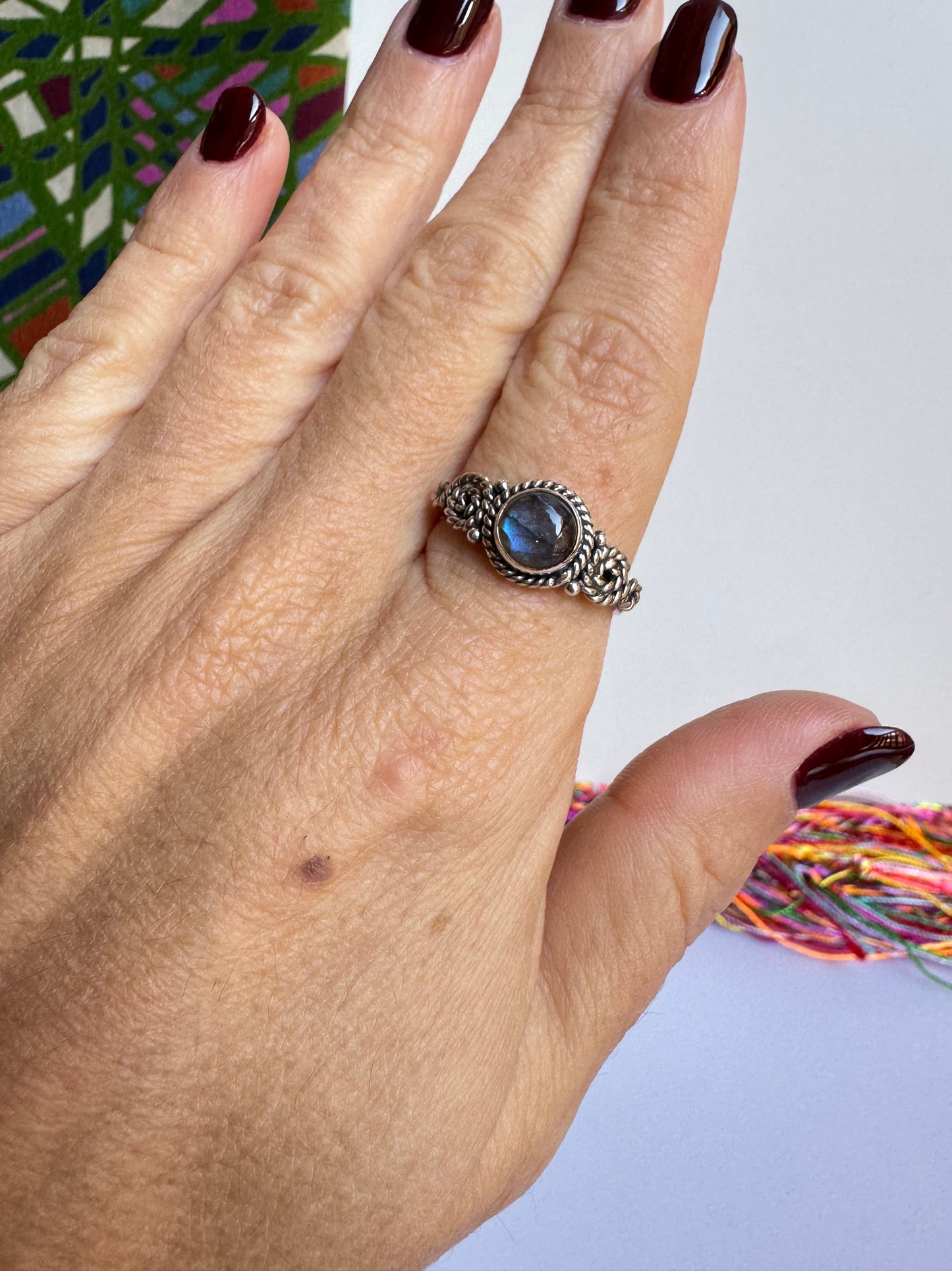 Anello argento 925 labradorite misura 21 - 10LAB