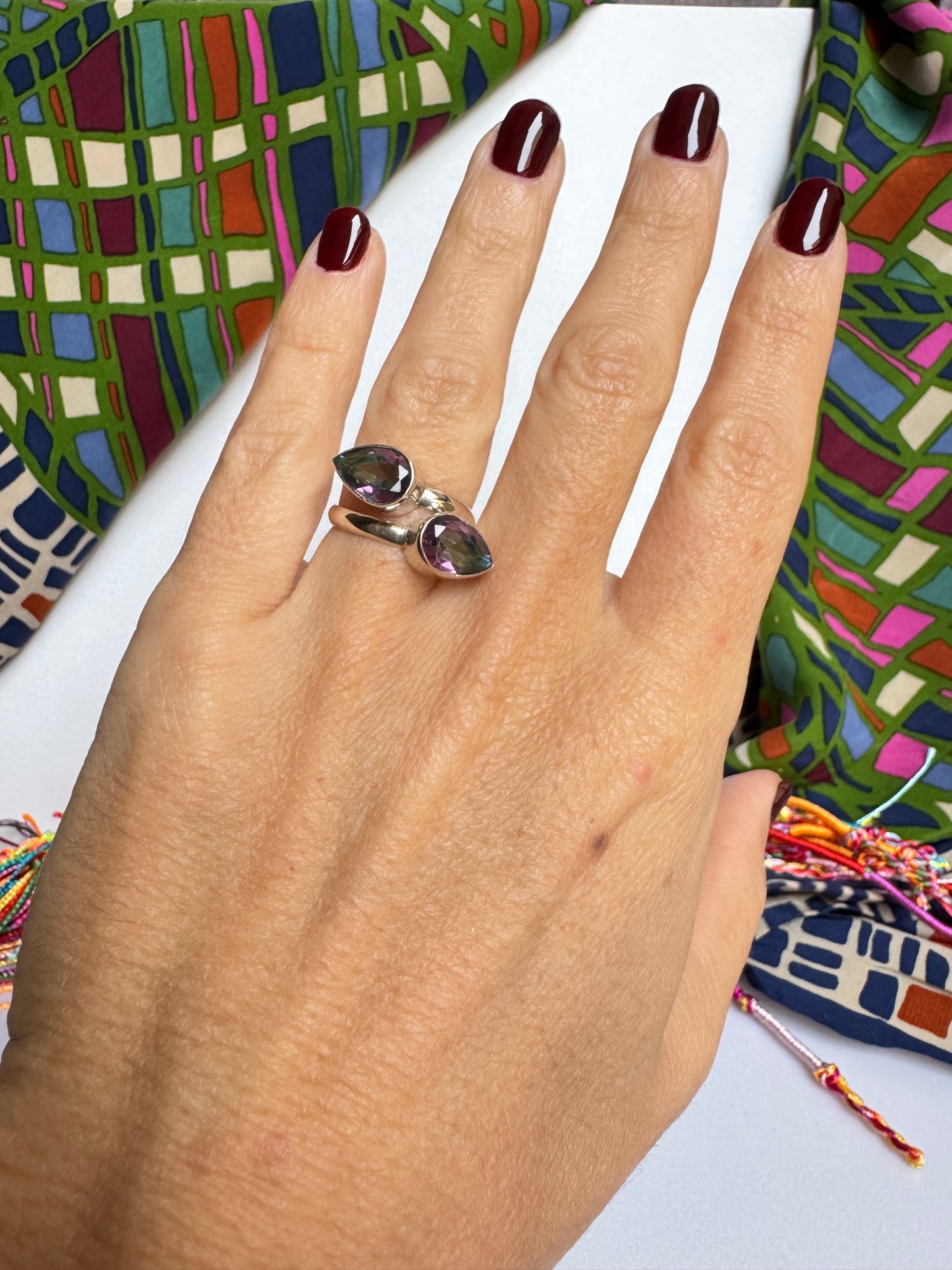 Anello argento 925 mystic stone regolabile M1