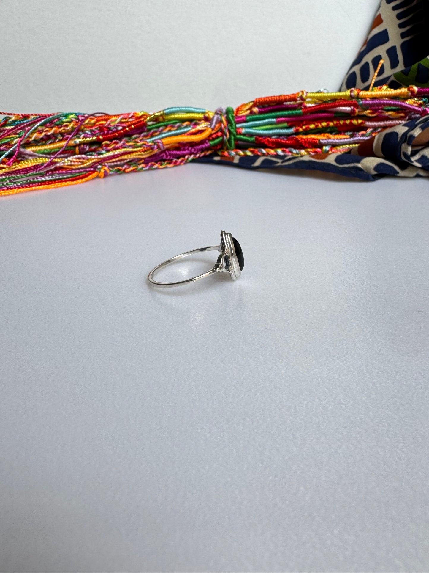 Anello argento 925 onice nero misura 19 - 2ON