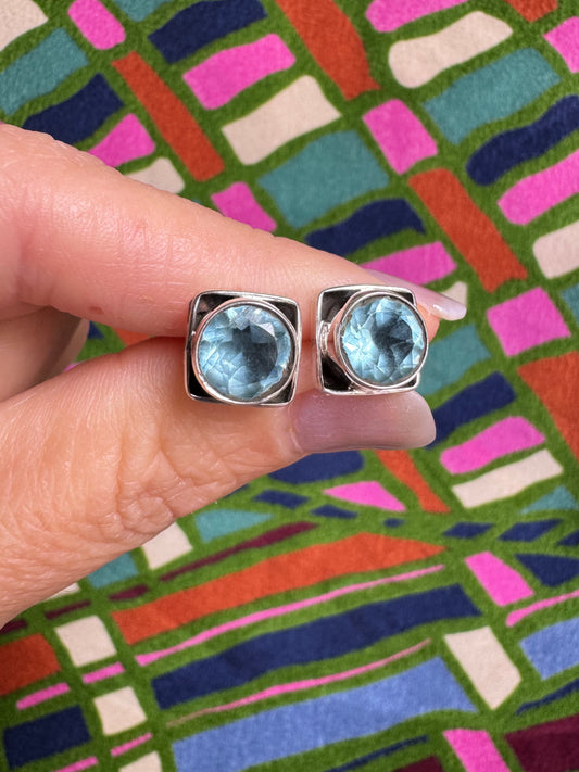 925 silver aquamarine stud earrings