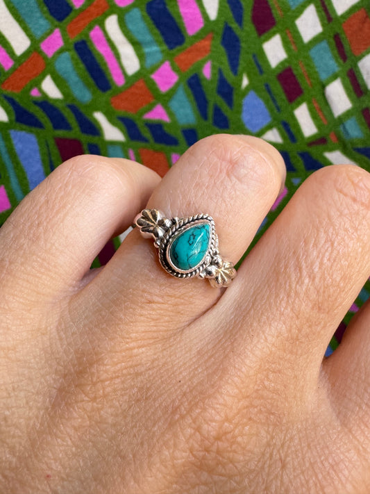 925 silver ring with turquoise, howlite, and turquenite, size 12 - X45
