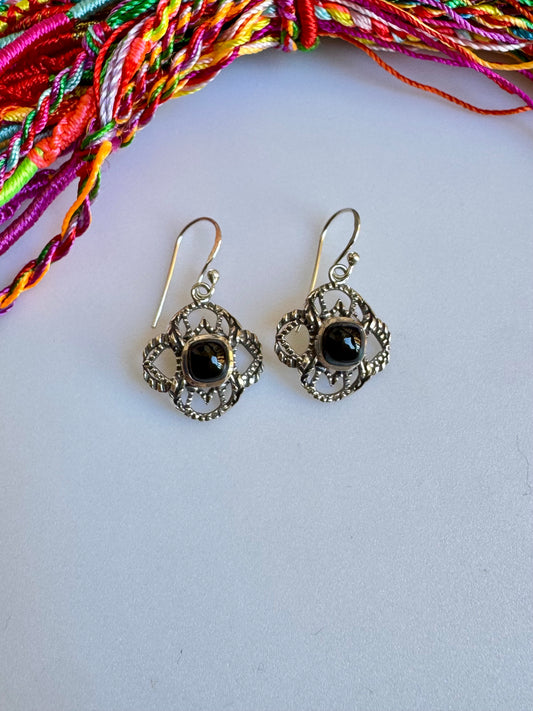 925 silver earrings with black onyx D6