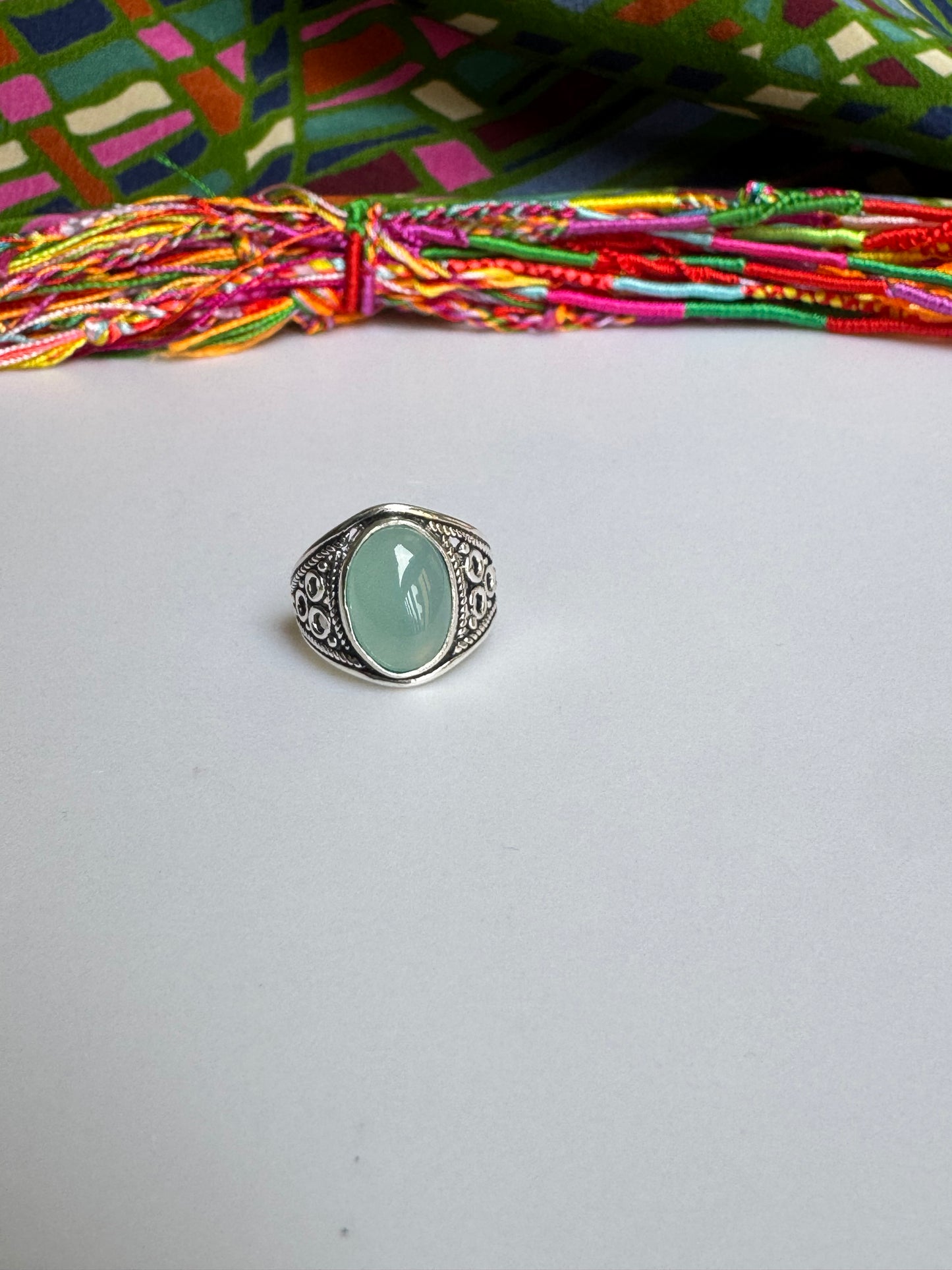 925 silver chalcedony ring size 17 - 11AM