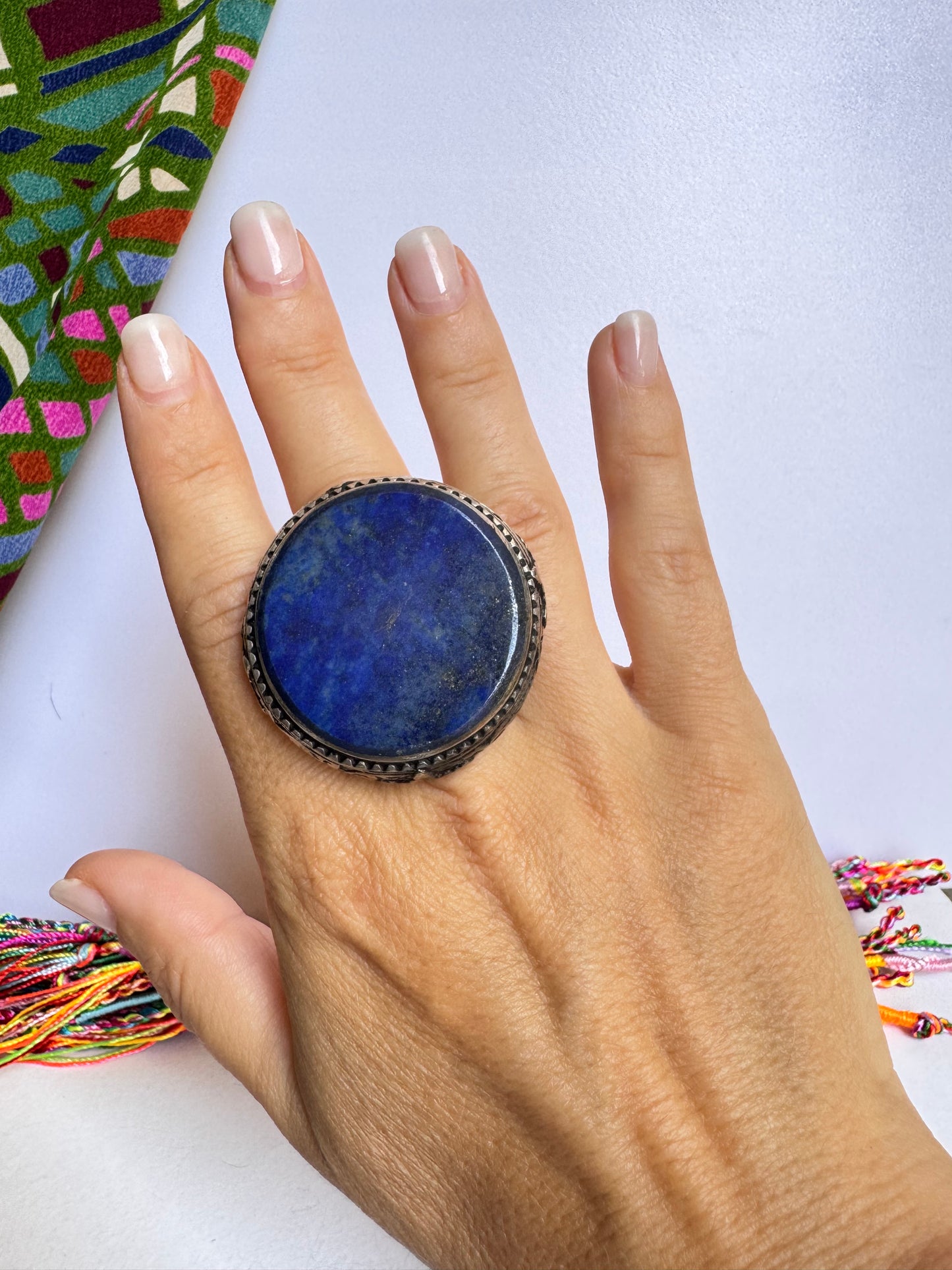 Anello antico pietra dura lapislazzuli vintage misura 19/20