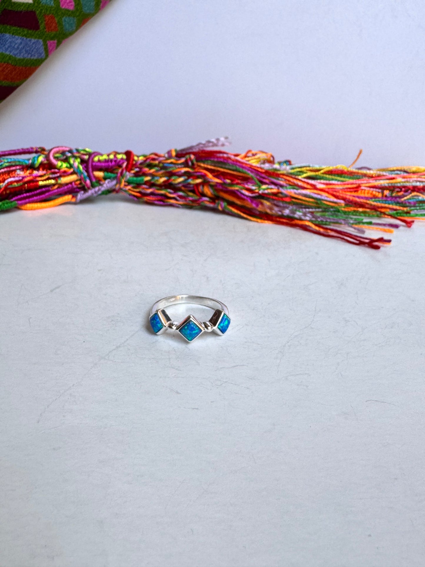 Anello argento 925 rana opale blu misura 15 11OP