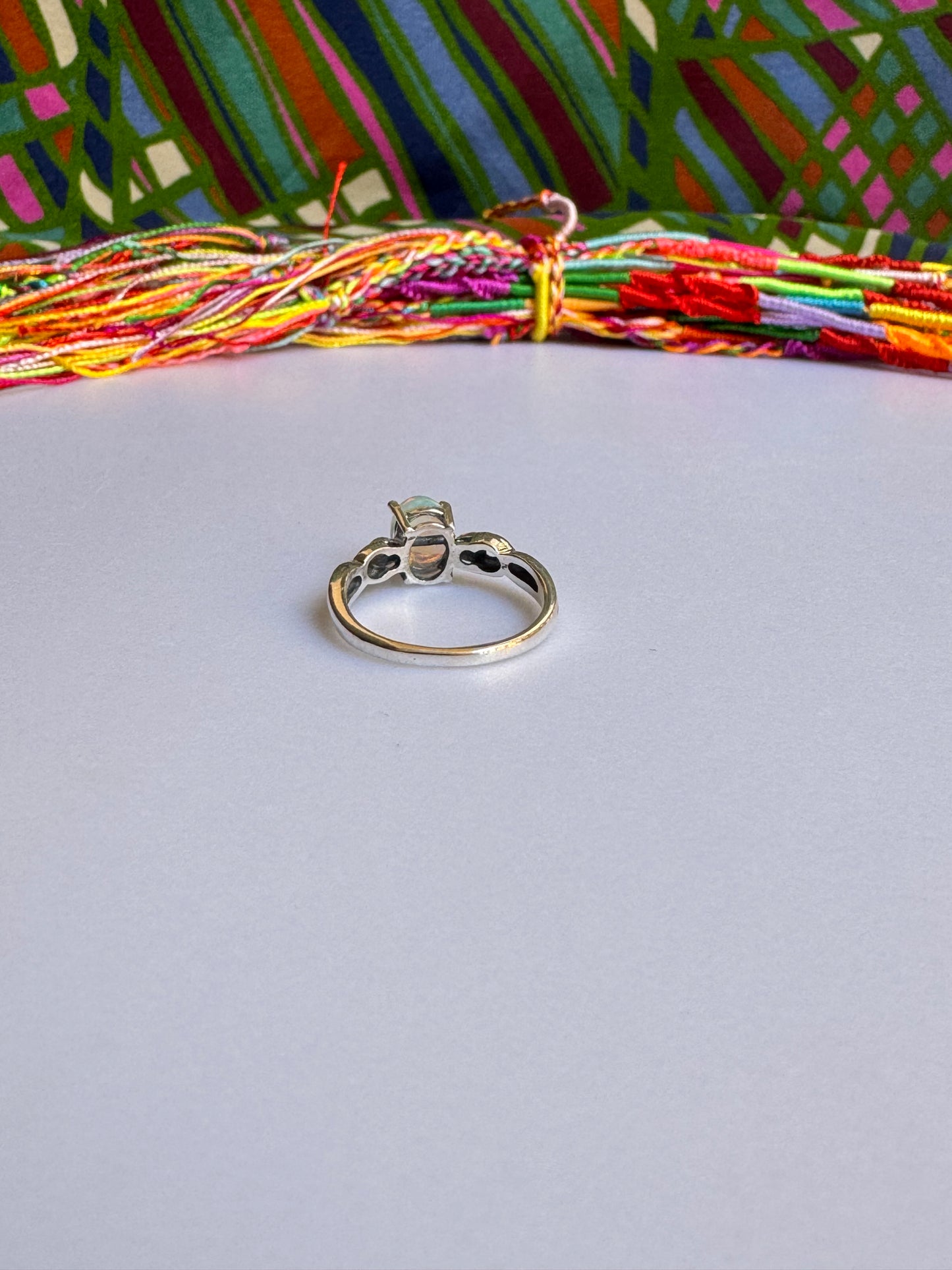 925 silver ring with white opal X13