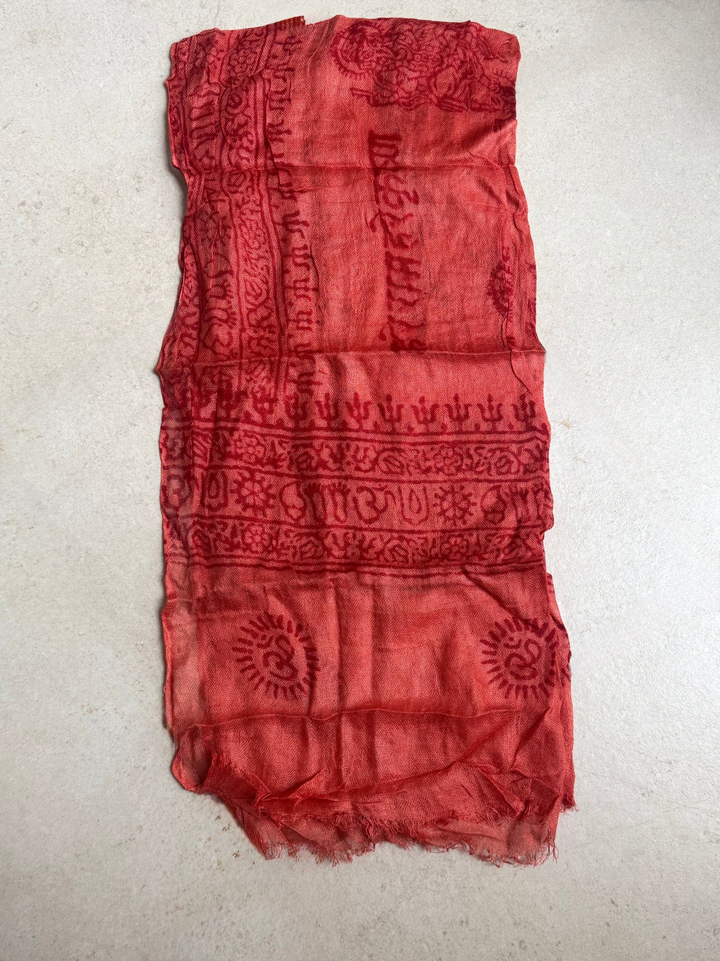 Pashmina sciarpa India arancio ohm e Shiva