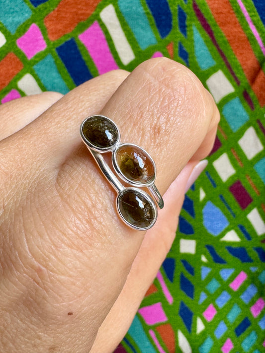 Anello argento 925 regolabile tormalina misura 21 - TA49 difettato