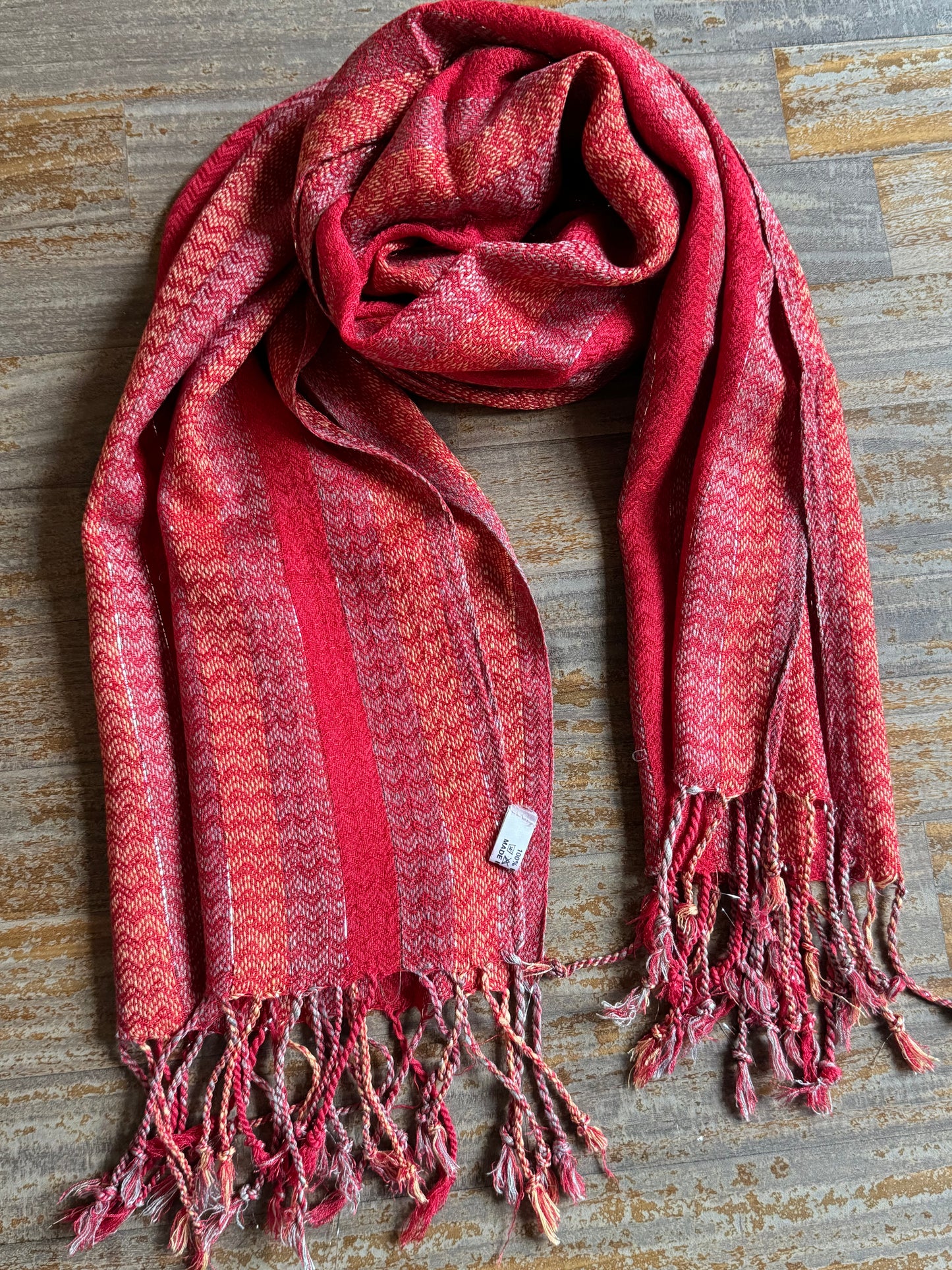 Pashmina scarf stole India fuchsia red and light blue