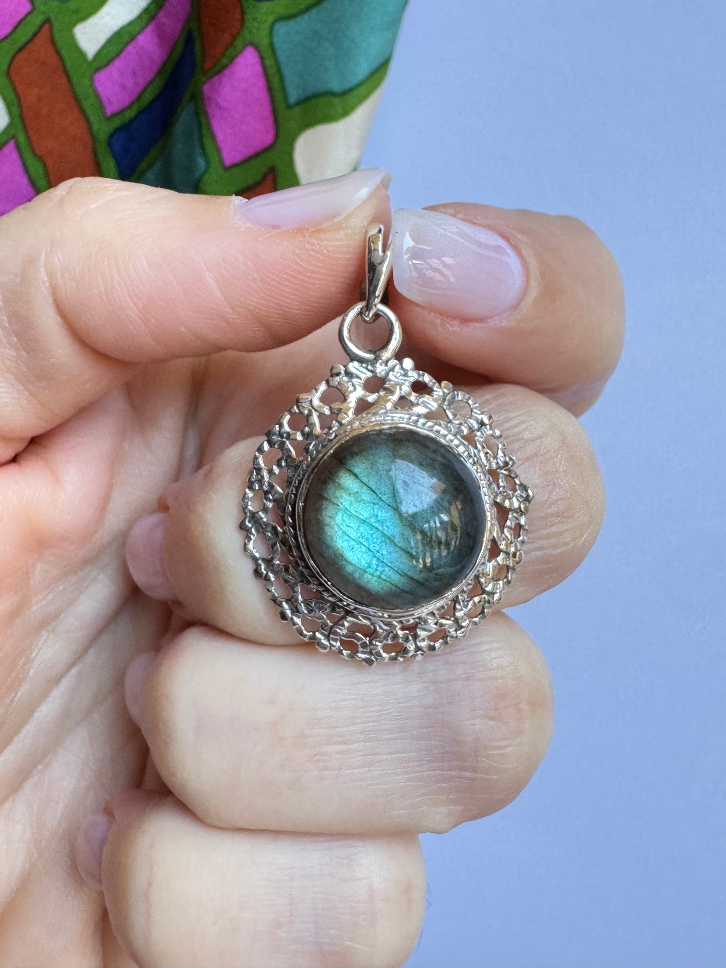 Ciondolo pendente  argento 925 labradorite 2K