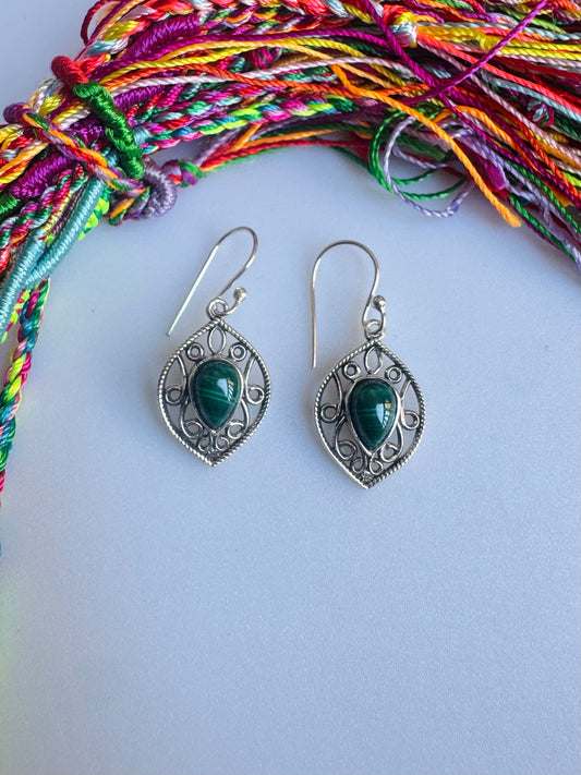 925 silver malachite earrings R58