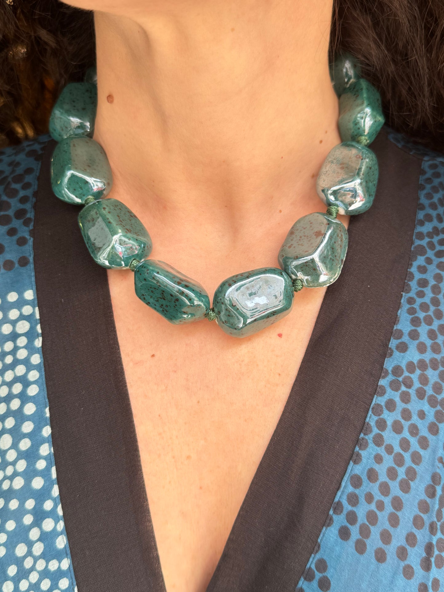 Green ceramic choker necklace