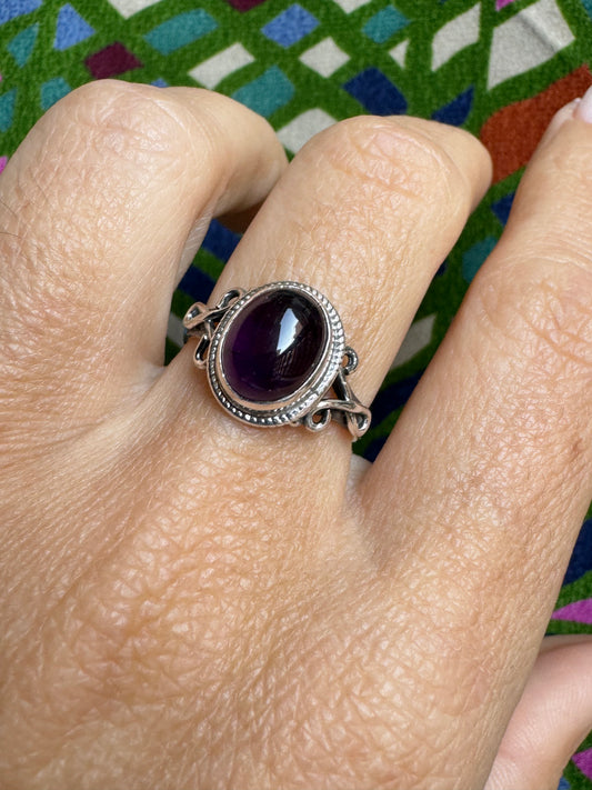 925 silver ring amethyst E80