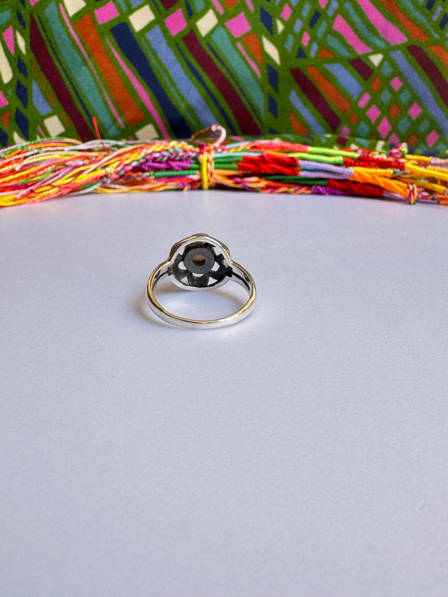 925 Silberring mit weißem Opal X10