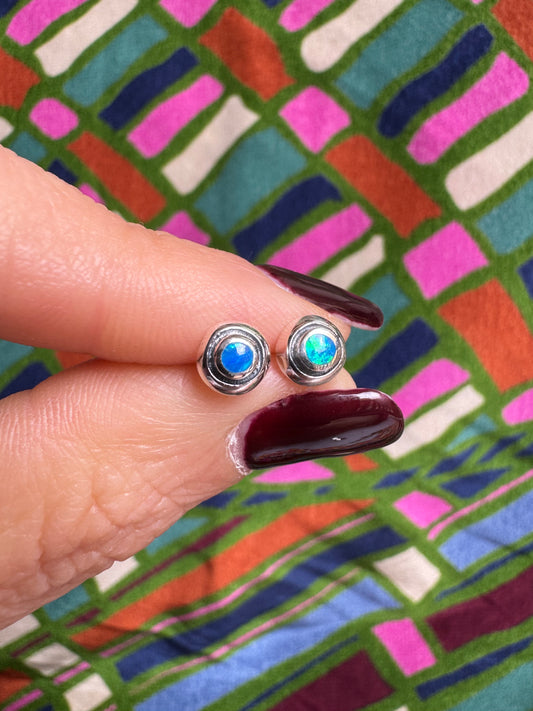 Orecchini lobo argento 925 opale azzurro